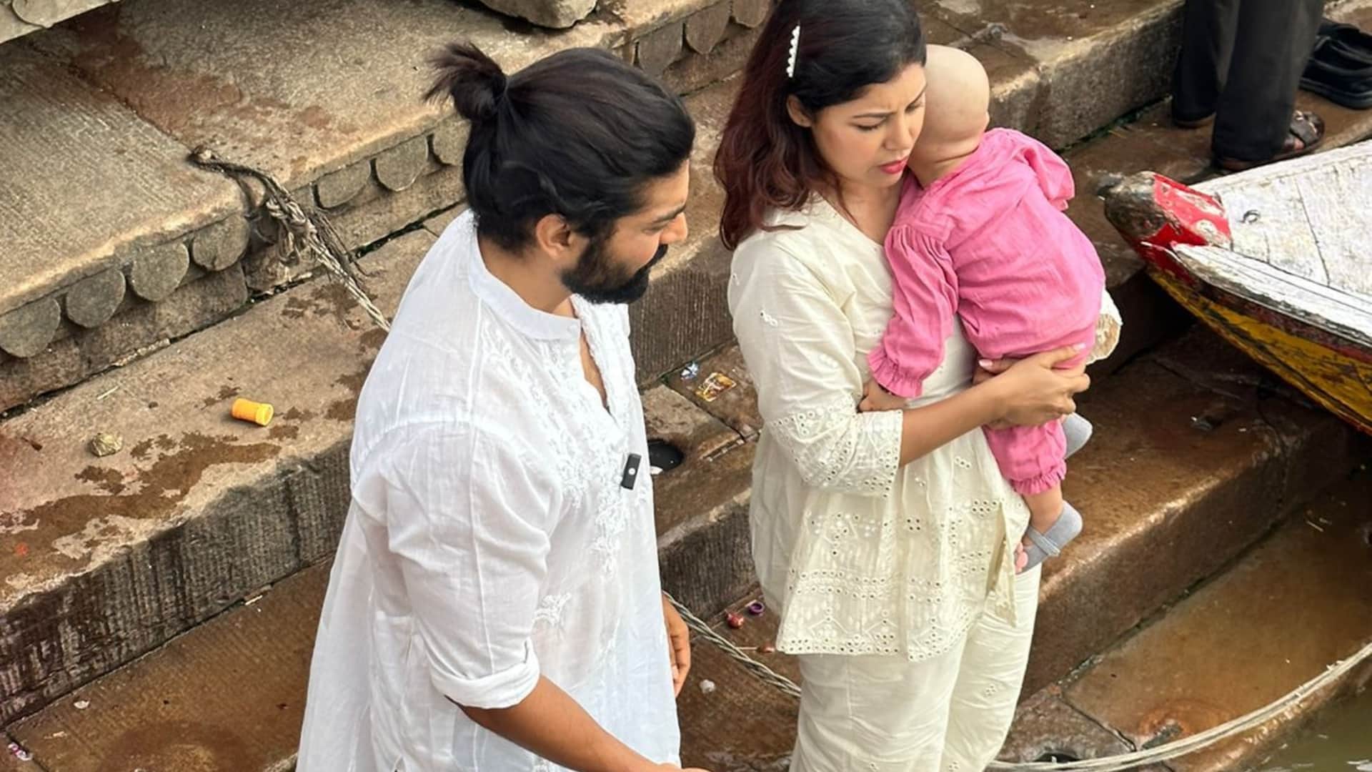 Debina Bonnerjee and Gurmeet Choudhary visit Varanasi for younger daughter Divisha mundan read
