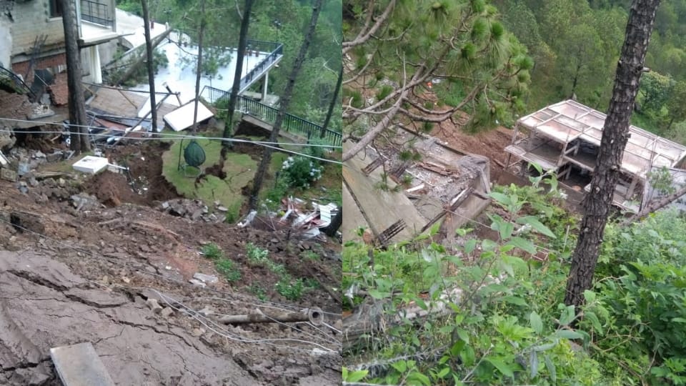 Landslide from a hill in Kasauli, an under-construction building collapsed, two were damaged