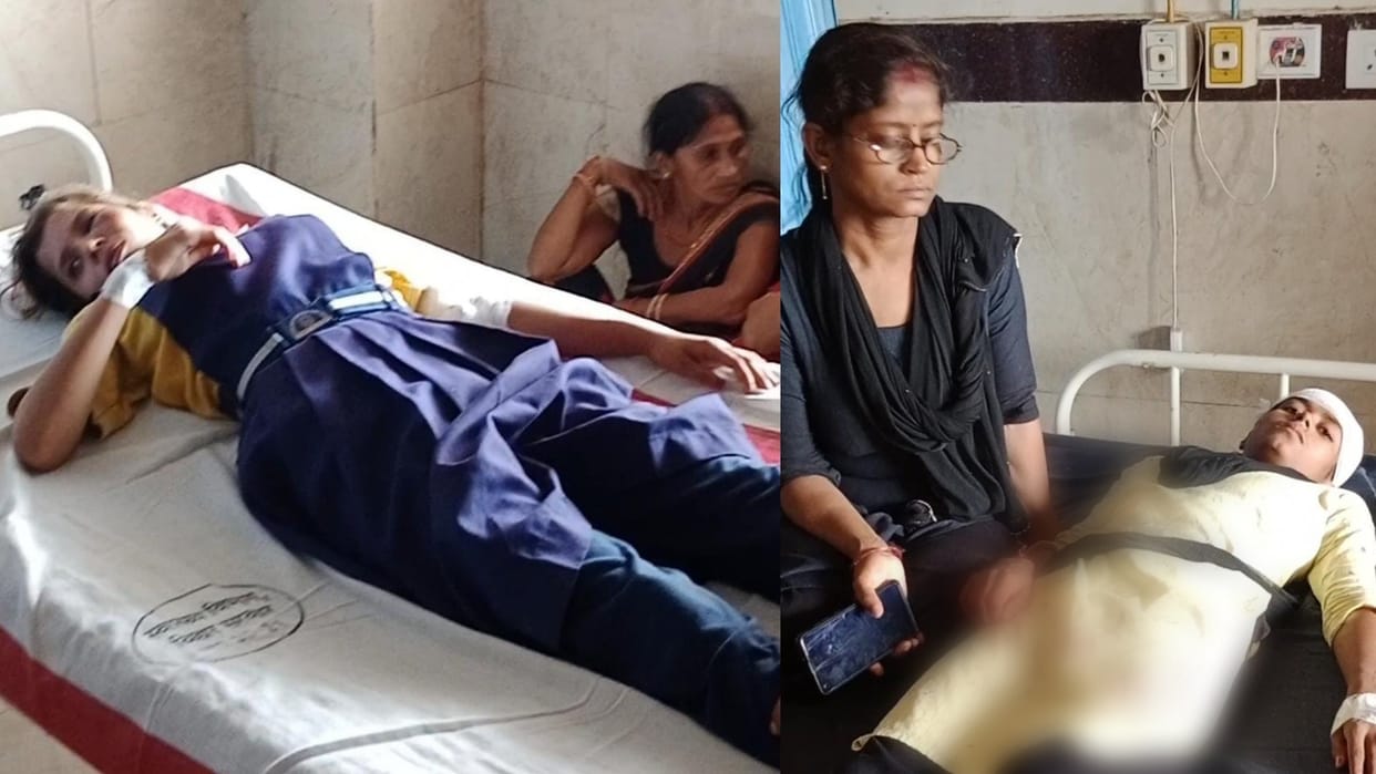 School vehicle overturned while saving girl student in Bettiah, one girl and three female teachers injured