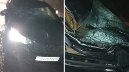 Bilaspur News: लगातार हो रही बारिश से चंडीगढ़ मनाली हाईवे पर गिर रहे पत्थर, कार चपेट में आई bilaspur news: landslide on chandigarh manali national highway car damaged