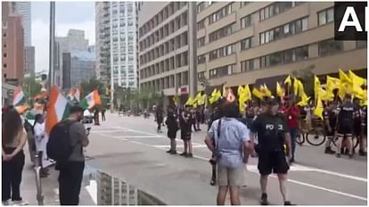 Pro-Khalistan supporters protested in front of the Indian consulate in Canada's Toronto on July 8