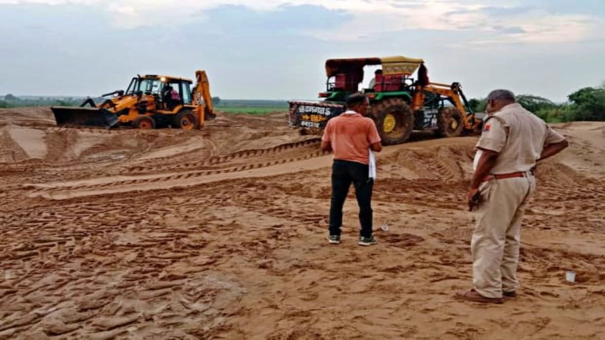 Police arrested two people while taking action on illegal mining in Dholpur