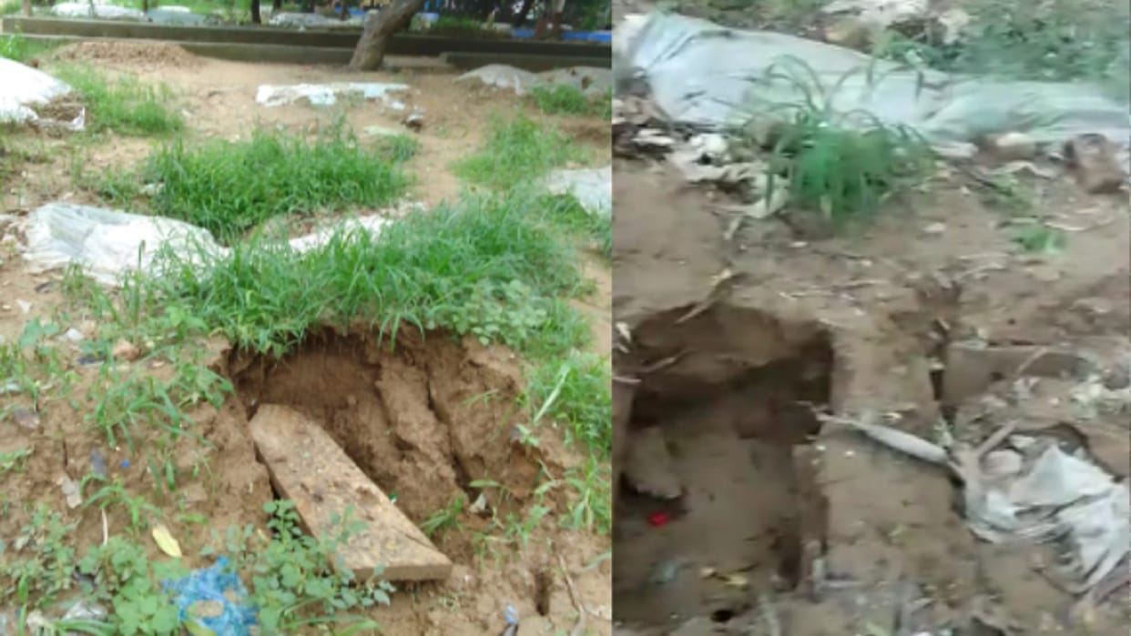 Meerut News: soil of graves has started sitting in cemetery due to rain, people are worried