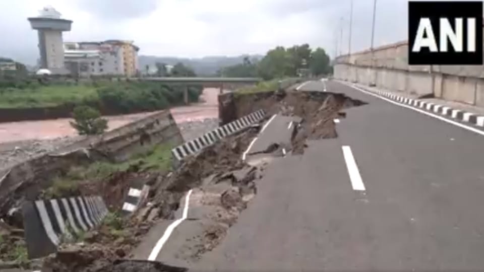 Portion of flyover in Panchkula washed away due to heavy rainfall