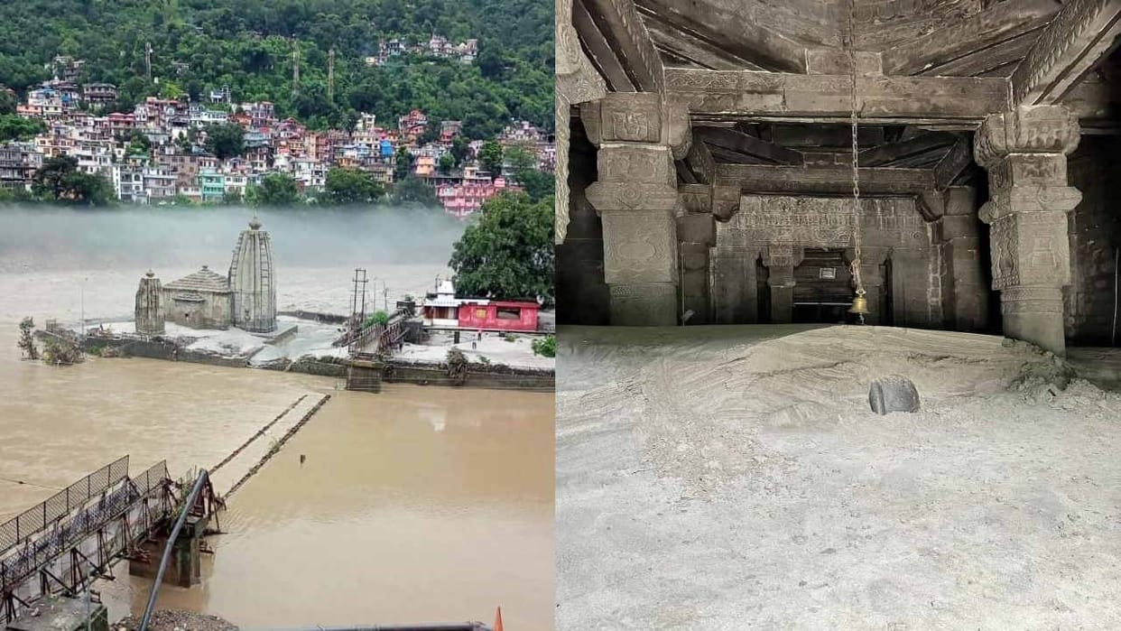 Panchvaktra temple came out of flooded Beas after three days