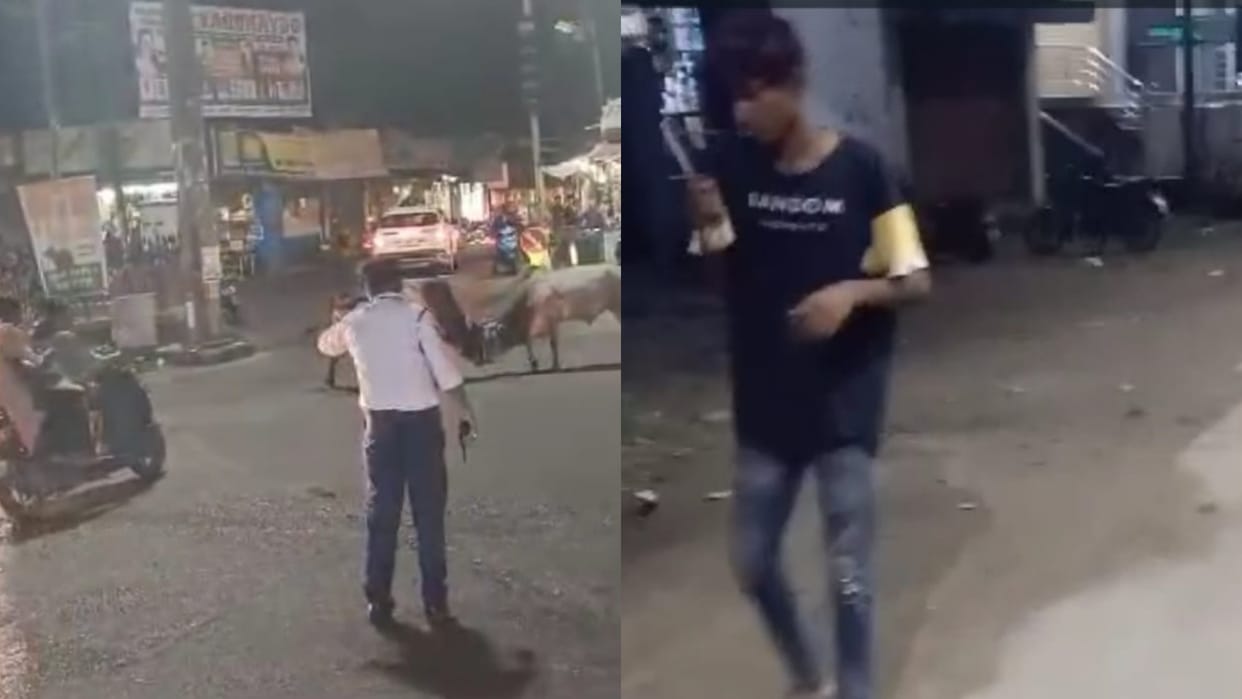 Shahdol News young man kept shining knife in middle of road police did not reach even after giving information