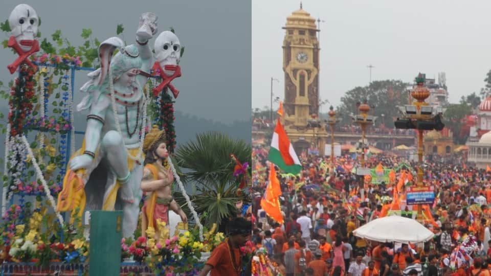 Kanwar Yatra 2023 Huge Crowd in Haridwar even Rainfall  Big and Unique Kanwar photos