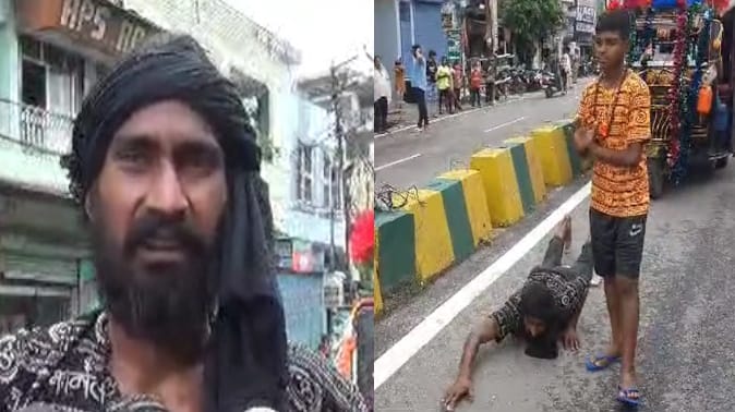 Kanwar Yatra: After birth of a daughter, Deepak brings Kanwar after lying 125 kilometers from Haridwar