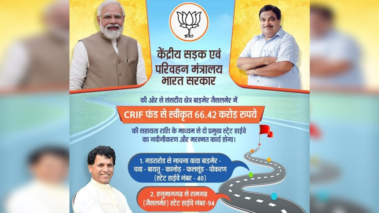 Rajasthan Two state highways will be renovated and expanded in Barmer-Jaisalmer approved from CRIF