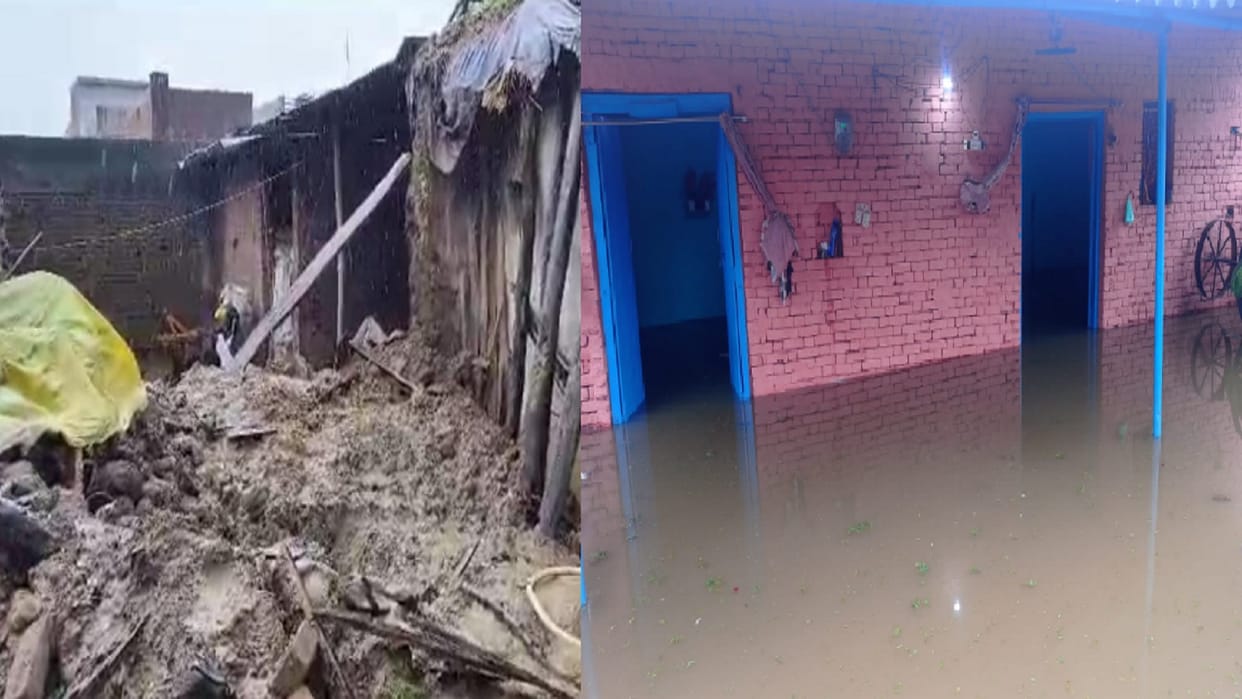 Sahanpur: water of Hindon river entered houses and now people are fleeing, woman died after falling under roof