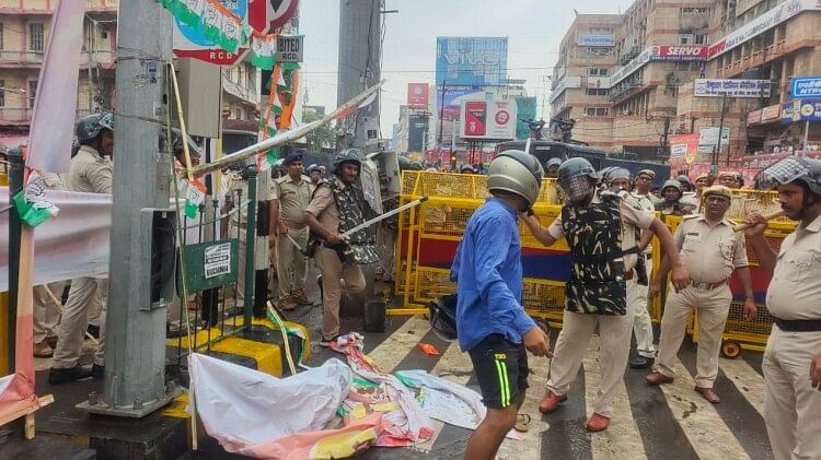 Bihar News: BJP's assembly march in Patna, Jehanabad leader's condition critical; Patna police lathicharged