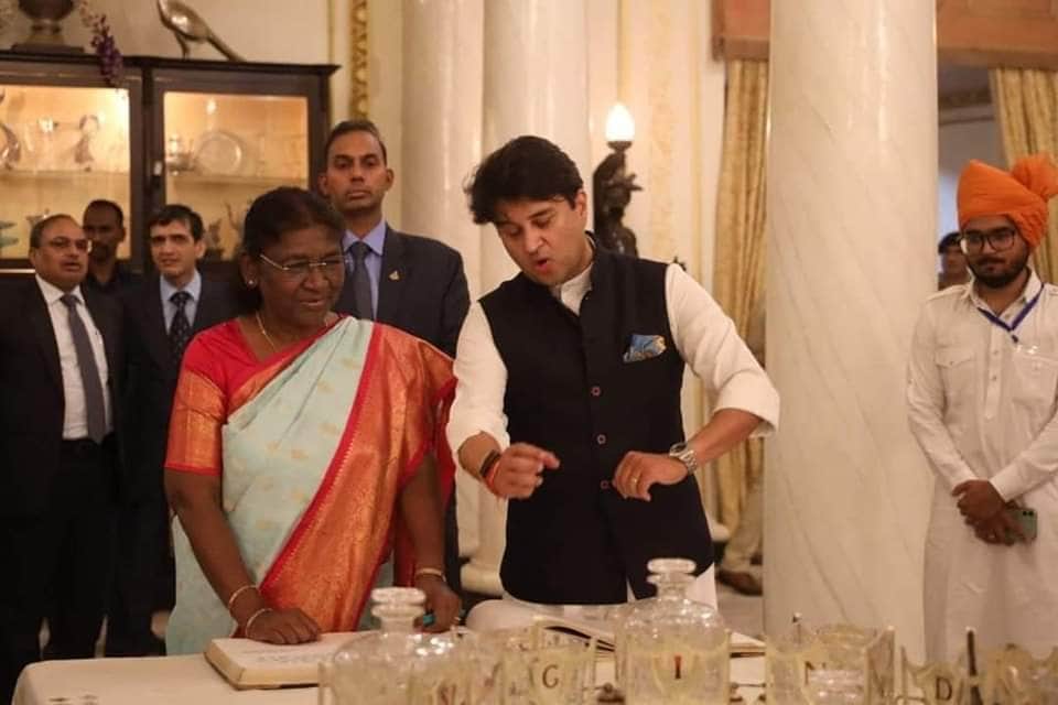 President Droupadi Murmu in Jyotiraditya Scindia's palace In Gwalior, Shivraj Singh Chouhan, Mangu Bhai Patel