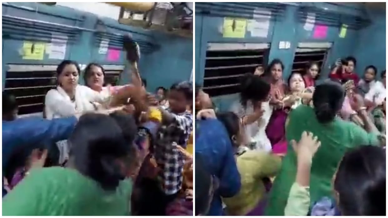 Kolkata News Women Crossed All Limits in Kolkata Local Trains Made Ruckus Viral Video