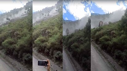 किन्नौर: भूस्खलन से 17 घंटे बंद रहा सापनी संपर्क मार्ग, पहाड़ी से गिर रहे पत्थर Kinnaur: Sapni road remained closed for 17 hours due to landslide, stones falling from the hill