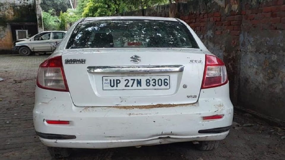 police was checking then the firing started from the speeding car narrowly escaped policeman