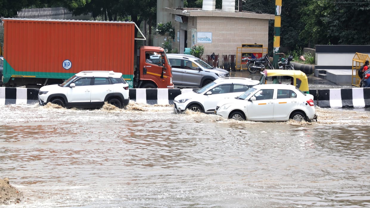 Flood water entered many areas of Noida and Greater Noida