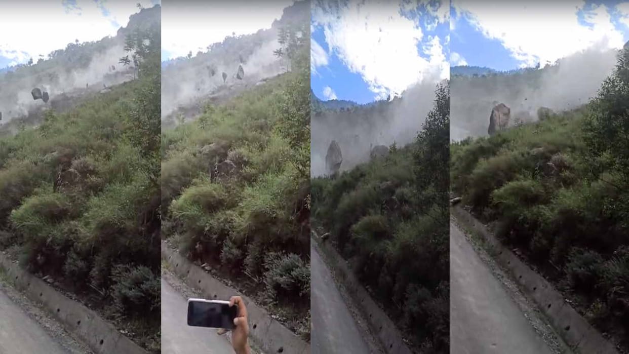 Kinnaur: Sapni road remained closed for 17 hours due to landslide, stones falling from the hill