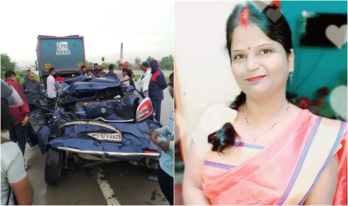 mother daughter killed due to Overspeed car rammed into truck parked on roadside