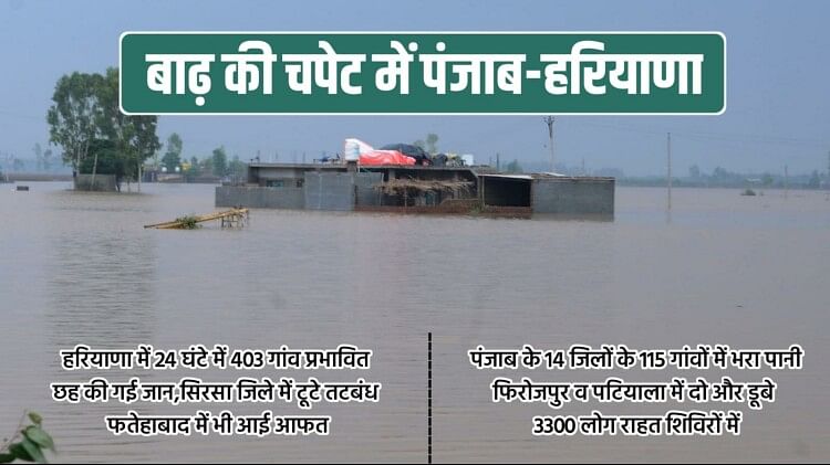 Flood in North India: पंजाब और हरियाणा में बाढ़ से अब तक 57 की मौत, 518 गांव चपेट में, भारी बारिश का अलर्ट