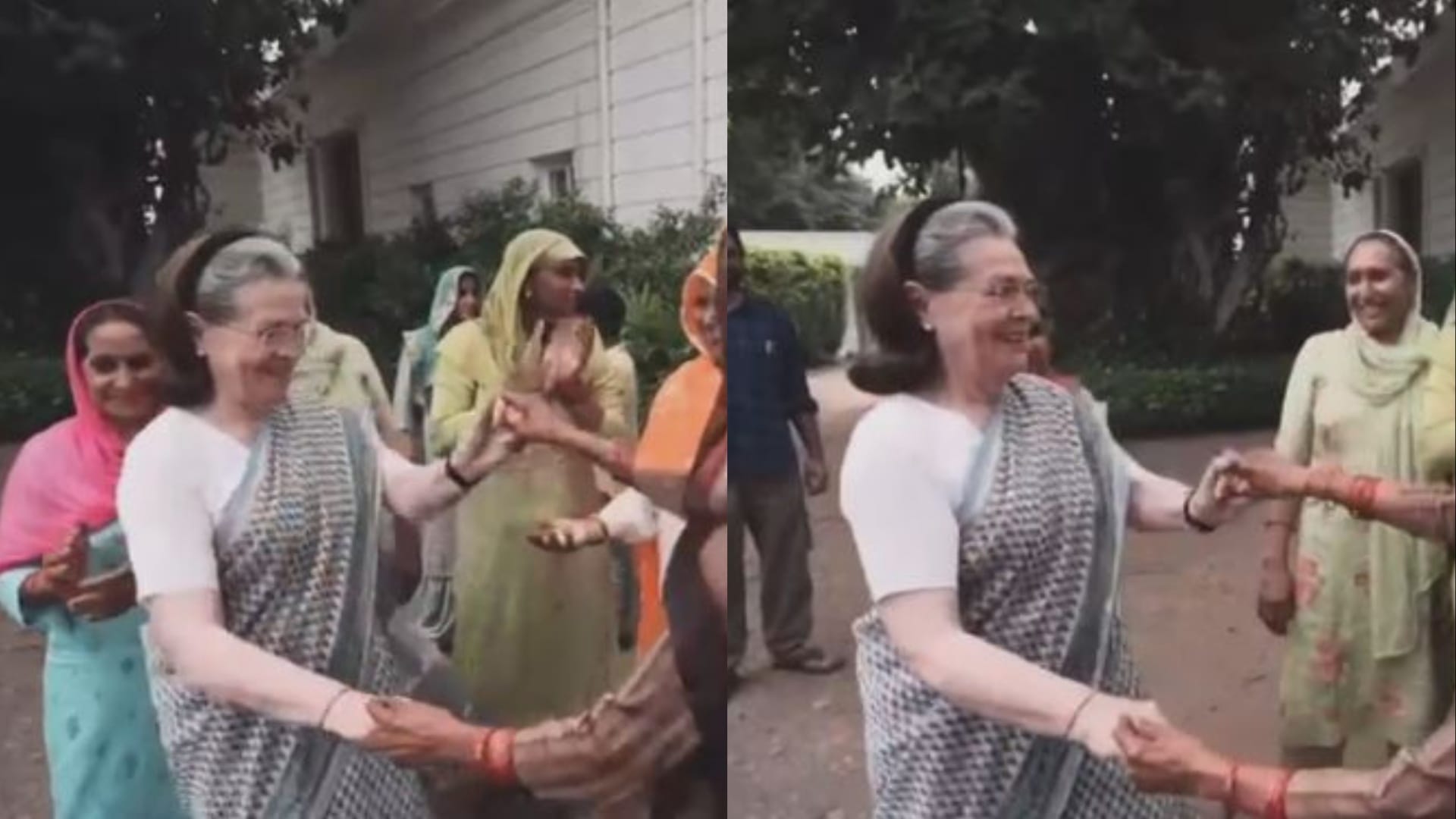 Sonia and Priyanka Gandhi danced on Haryanvi songs with the women of Haryana