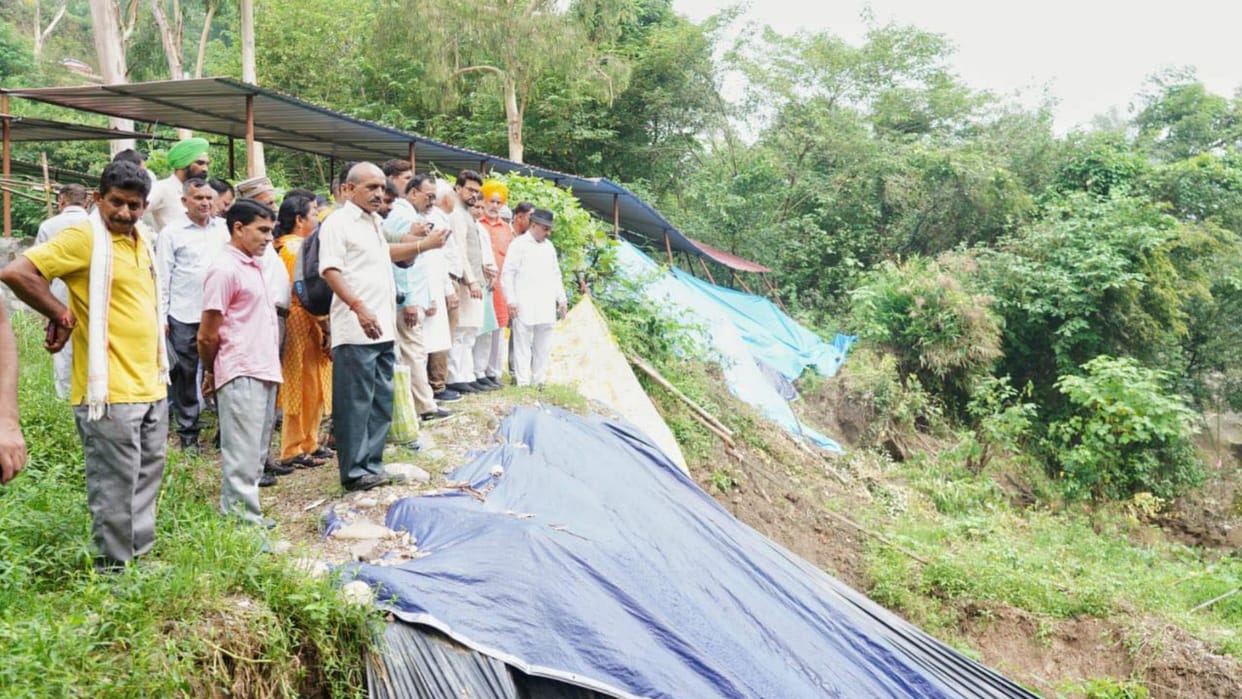 Union Minister Anurag Thakur visits rain hit villages in Bilaspur