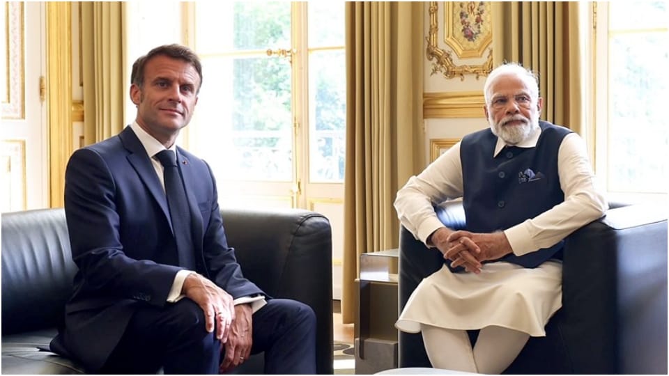 PM Narendra Modi presented Jaipur made Veena to French President Emmanuel Macron