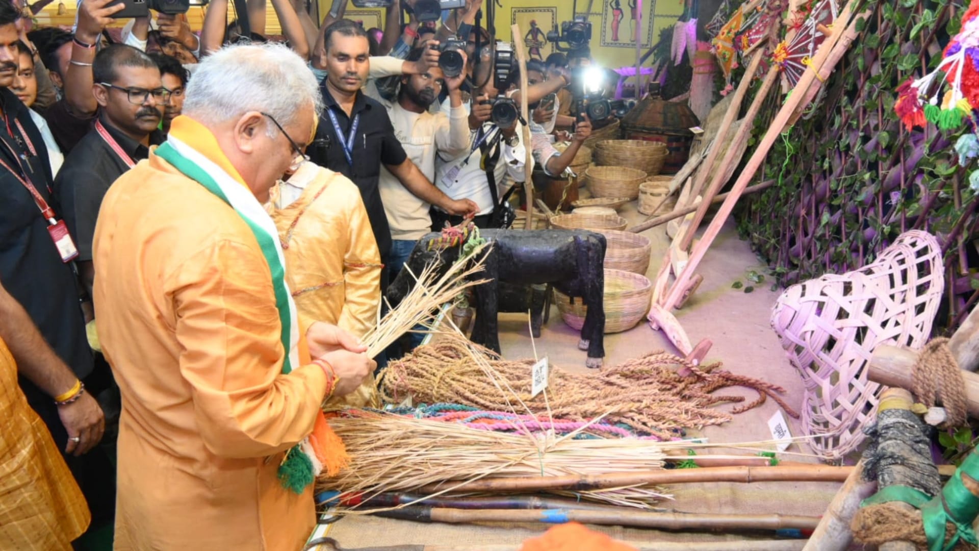 CM Bhupesh worshiped agricultural machinery Hareli festival in Chhattisgarh See photos