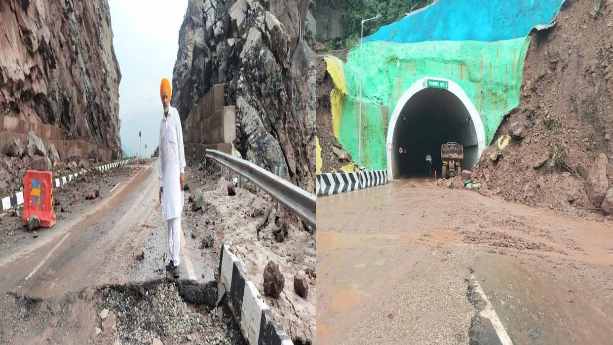 Kiratpur-Manali fourlane sank up to one foot outside tunnel number two
