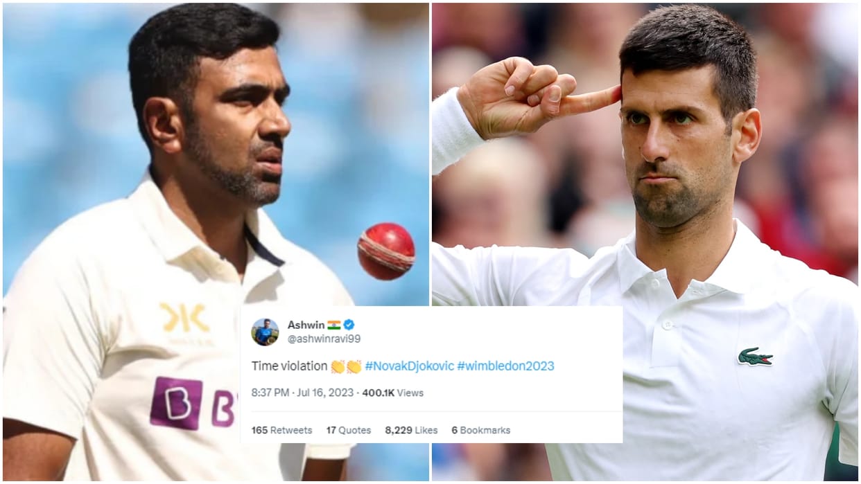 Ashwin Tweet As Novak Djokovic Gets Slammed For Time Violation in Wimbledon 2023 Final against Carlos Alcaraz