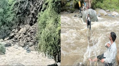 Road Accident Himachal Car fell into Bhadrash khad from landslide damaged road