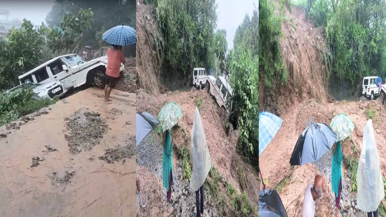 Heavy rains flooded the drain, vehicles parked on the roadside in Mashu village sept away, debris entered the