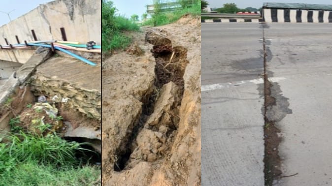 Baghpat: Danger of accident on Eastern Peripheral Expressway, erosion on the edge, big cracks in the walls