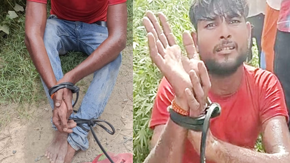hardoi, cycle thief taken hostage and beaten, video viral