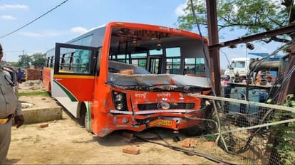 roadways bus crushed a man and hit the transformer in budaun
