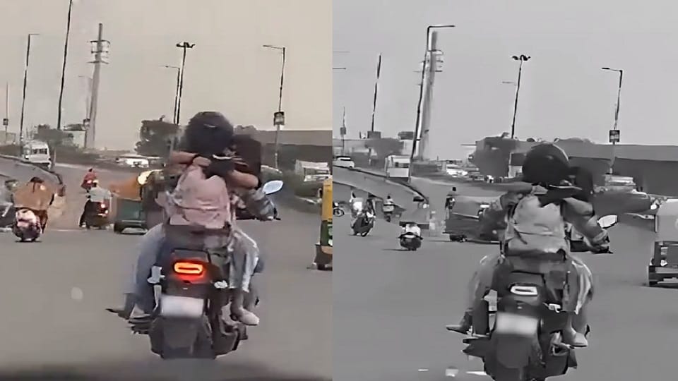 Delhi Police fined Rs 11000 for riding a bike with a girl sitting on petrol tank of bike