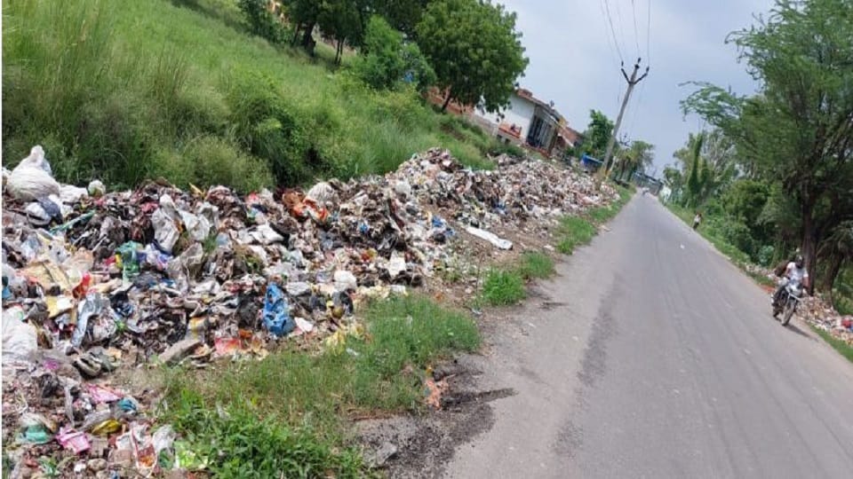 Sikandrarau nagar palika has made Purdilnagar road itself a garbage dump