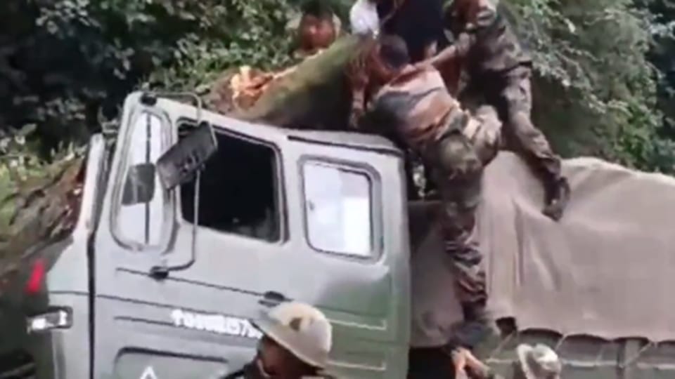 Tree falls on truck on highway in Ramban two Army personnel injured
