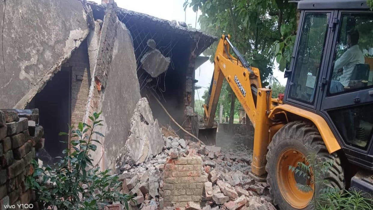 Four houses including of village head razed by bulldozers