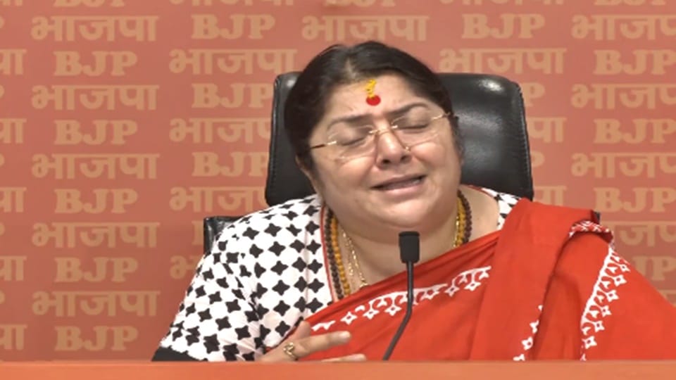 BJP MP Locket Chatterjee breaks down as she recounts an alleged incident of sexual assault of a BJP candidate