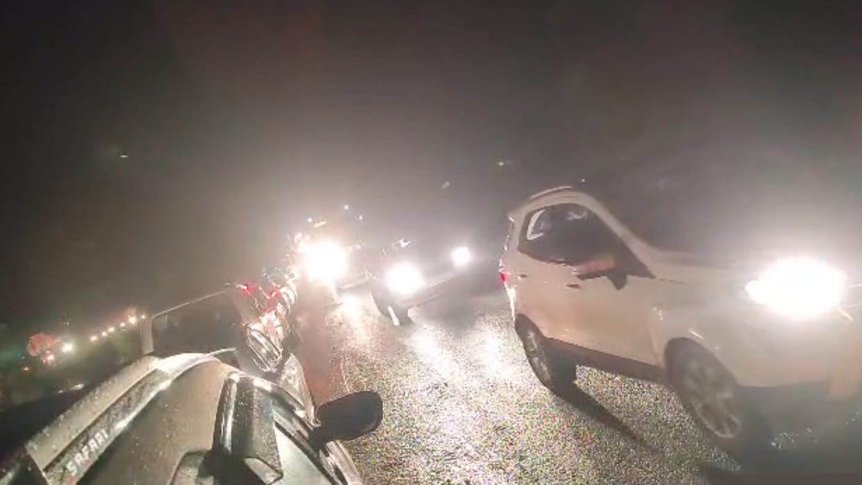 Trees fell due to rain and storm on Bhopal-Indore road, hundreds of vehicles stuck in jam