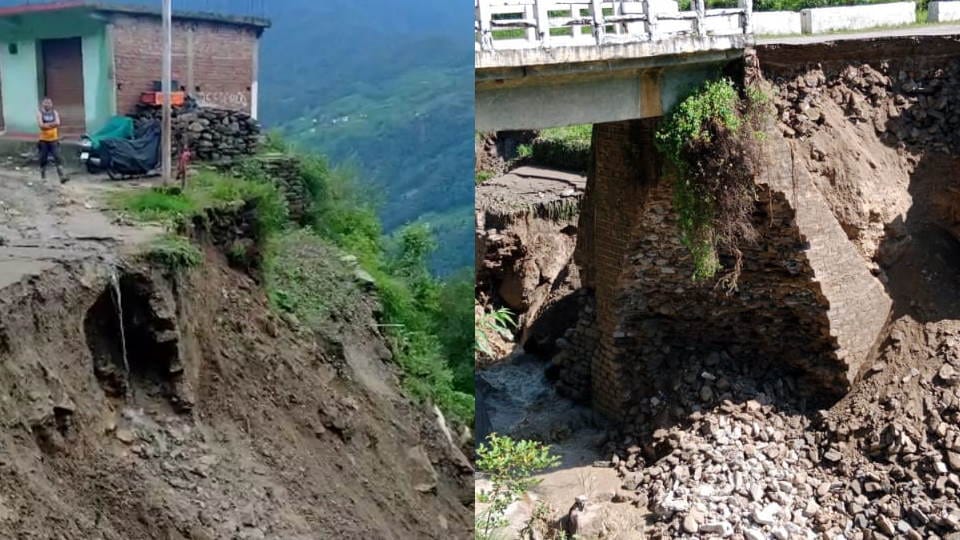 Uttarakhand Weather Cloudburst in Pauri after heavy rainfall bridge collapse many cattle missing in flood