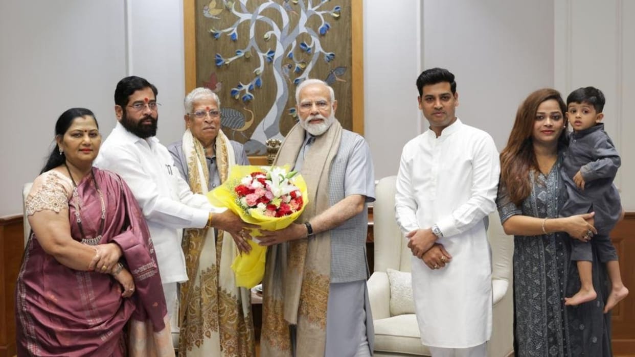 Maharashtra CM Eknath Shinde and his family meet PM Modi