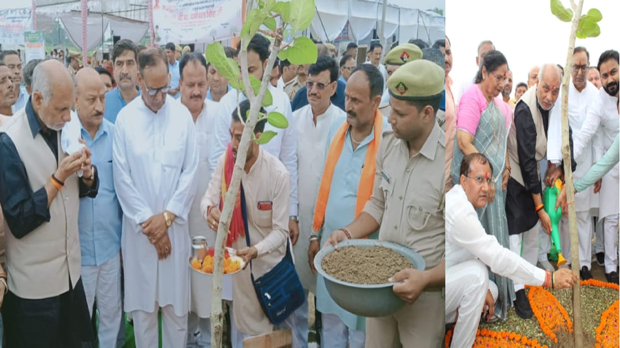 Minister Dharampal Singh planted saplings with DFO and employees in Meerut