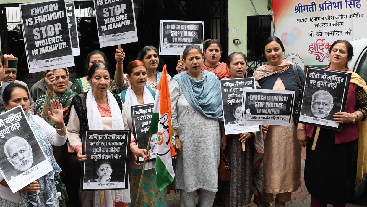 Manipur naked video row Himachal pradesh mahila congress Protest in Shimla