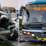 क्षतिग्रस्त कार और बस