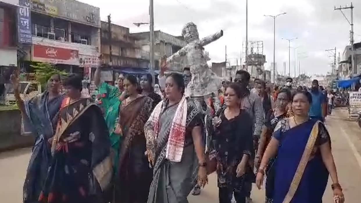 chhattisgarh congress protest against Manipur violence in Mahasamund