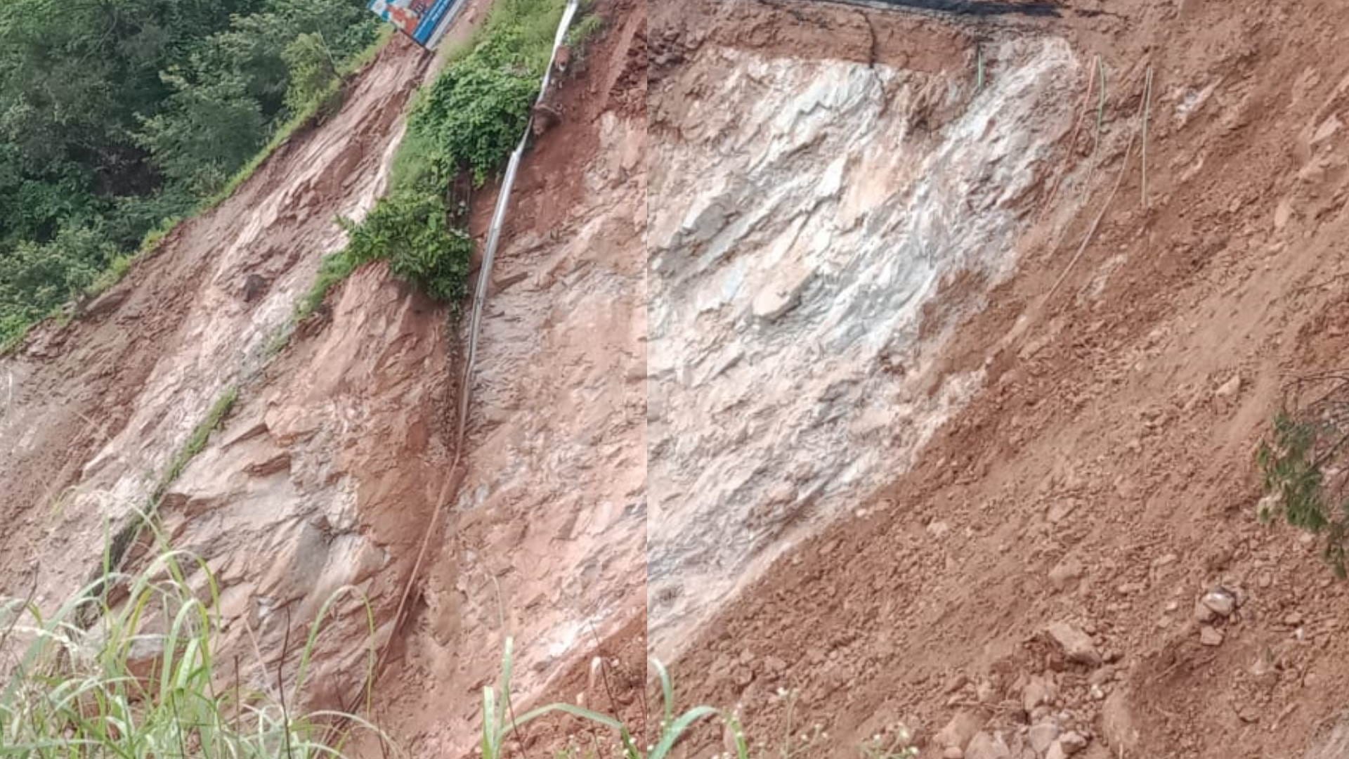Uttarakhand Weather News Badrinath Highway collapsed 100 meters in Kameda debris falling on Yamunotri Highway