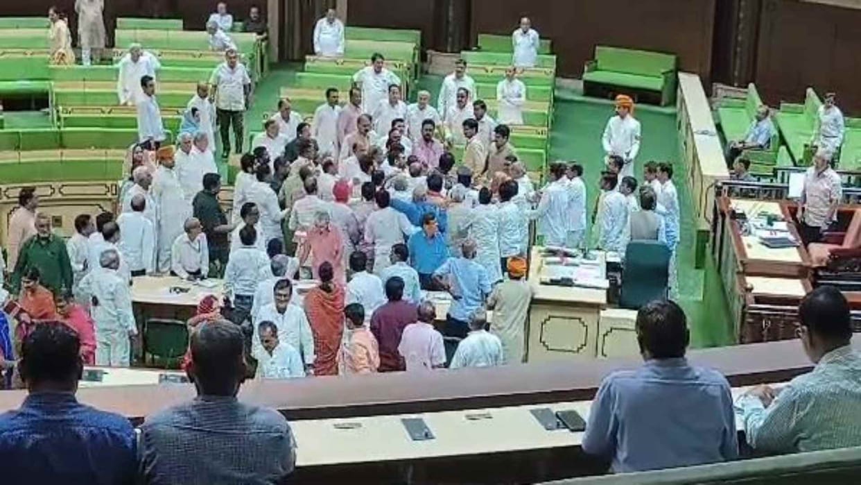 Rajendra Gudha reached the Speaker's Well waving the red diary