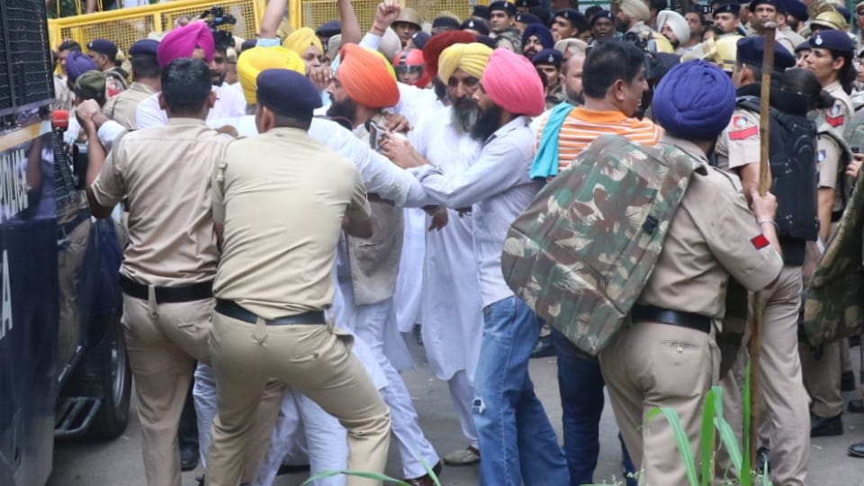 Aam Aadmi Party protest in Chandigarh against violence in Manipur