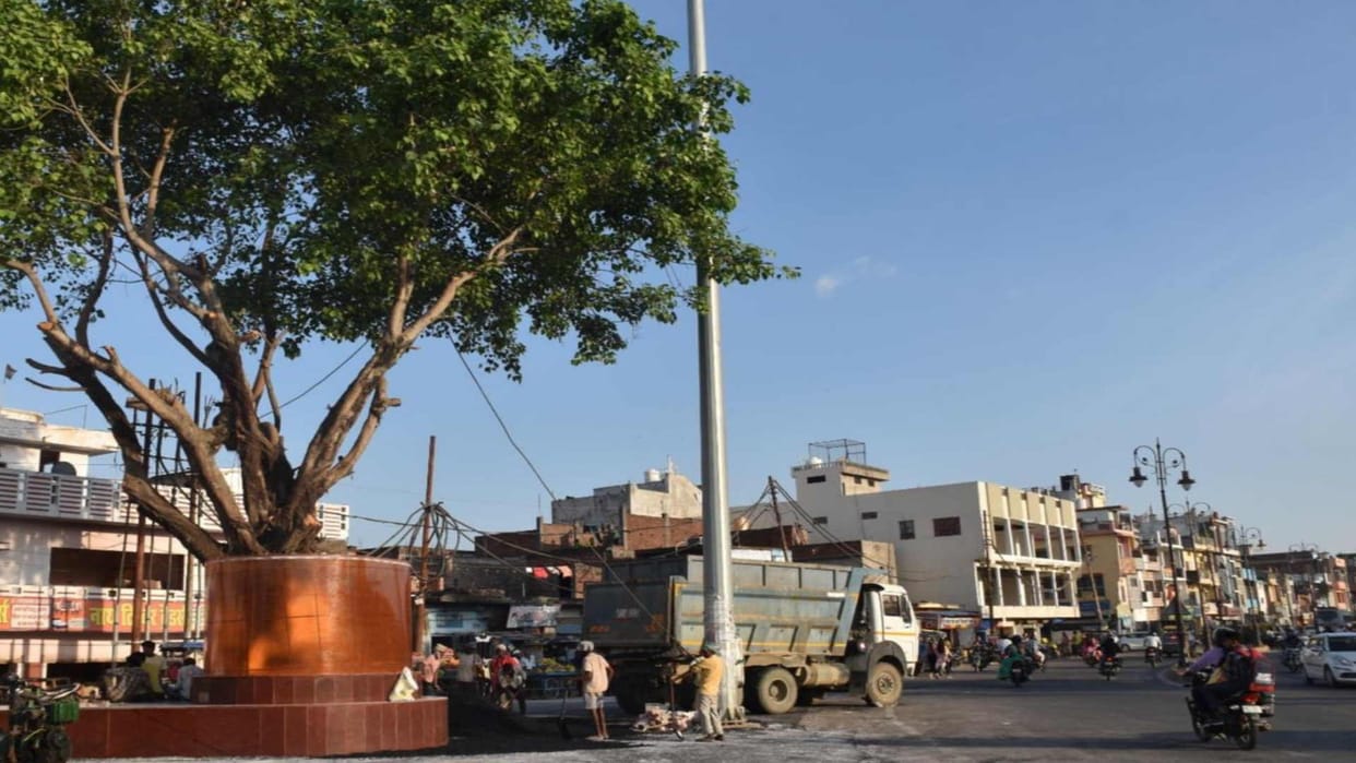 Fourlane road work completed from in front of Gorakhnath temple gate to Sports College